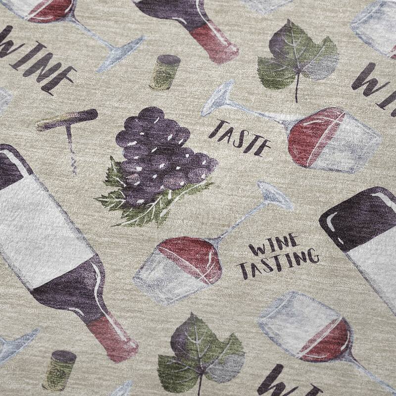 HomeRoots 50" X 70" Ivory Purple And Green Wine Tasting Microfiber Plush Throw Blanket