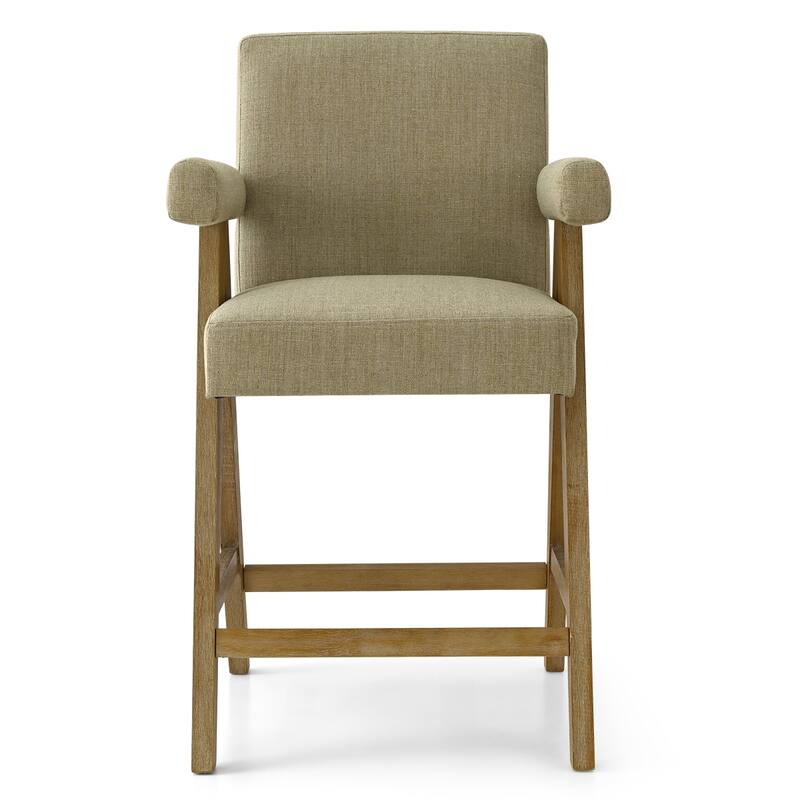 Linen Counter Stool with Arms
