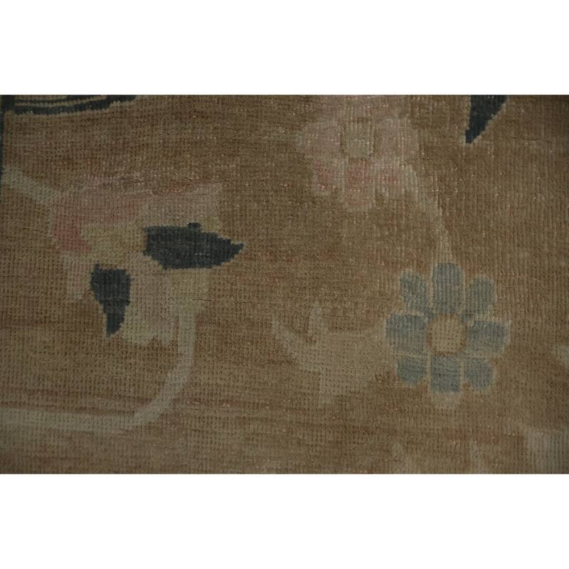Hand Knotted Oriental 100% Wool Carpet Traditional Floral Brown Ziegler Area Rug - 9' 9'' X 6' 4''