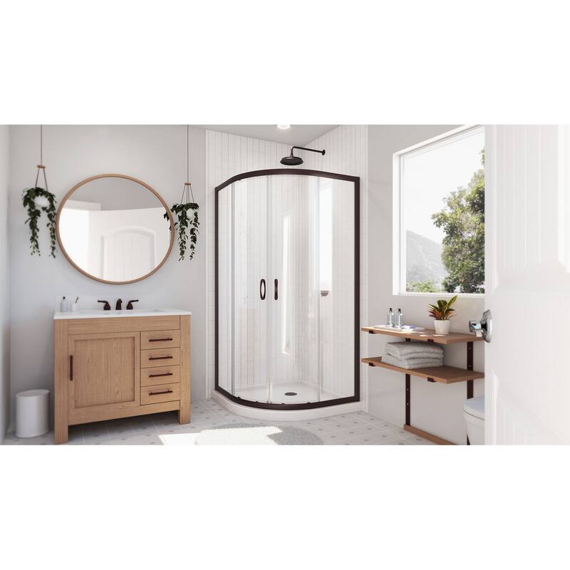 DreamLine Prime 38 in. x 38 in. x 74 3/4 in. Sliding Shower Enclosure and Shower Base Kit - 38" x 38"