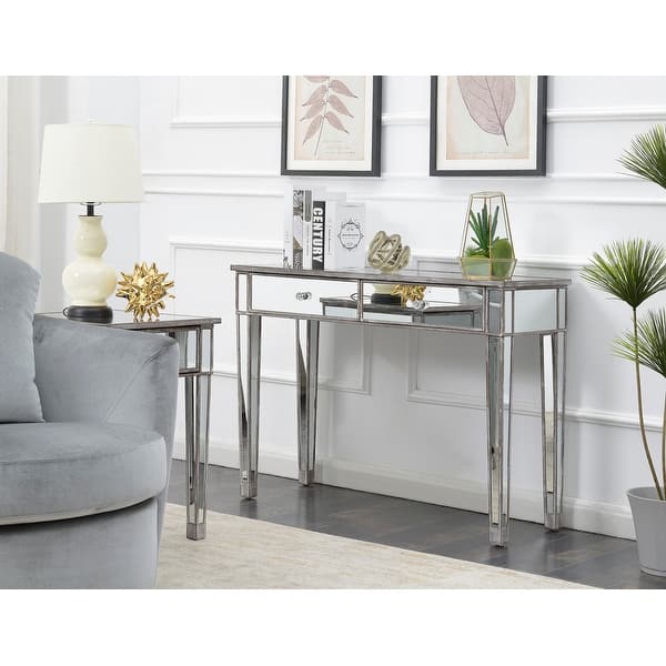 Convenience Concepts Gold Coast Mirrored 2 Drawer Desk/Console Table - Bed  Bath & Beyond - 20640424