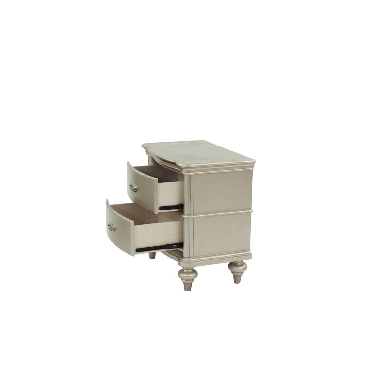 Wooden Nightstand in Champagne, Stylish Bedroom Storage Table, 28" x 17" x 28"H