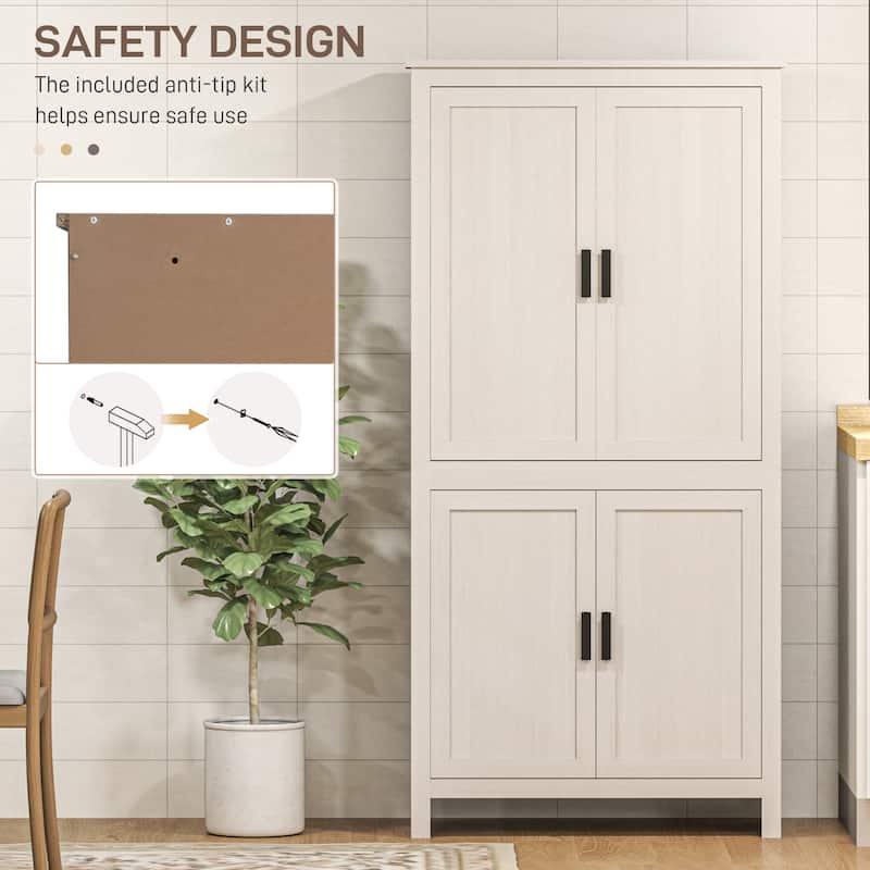 Particleboard Kitchen Storage Cabinet with Adjustable Shelves - 31.25" L x 13" W x 64" H