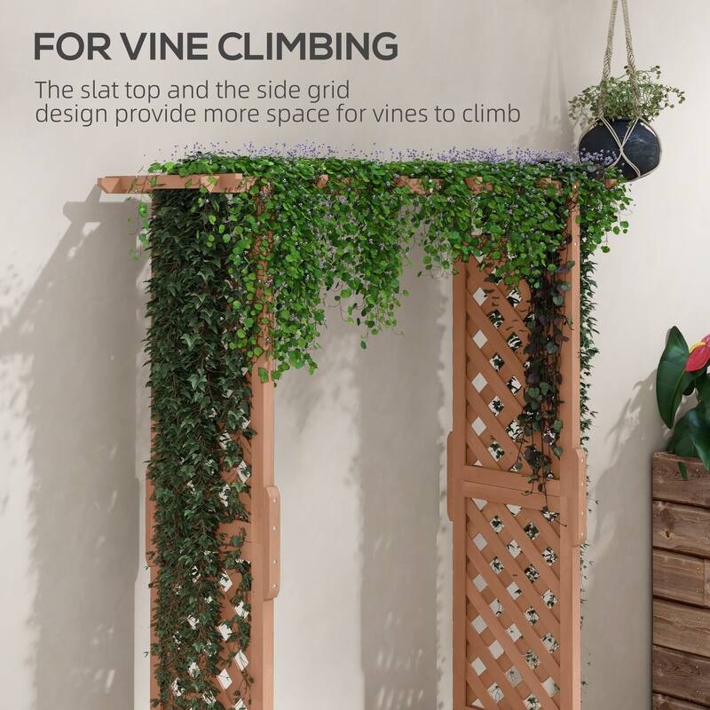 Outsunny Raised Garden Bed with Trellis and Hanging Roof for Vine