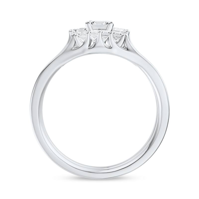 1/2ct TDW Diamond Three Stone Bridal Ring Set in 14K White Gold for Women