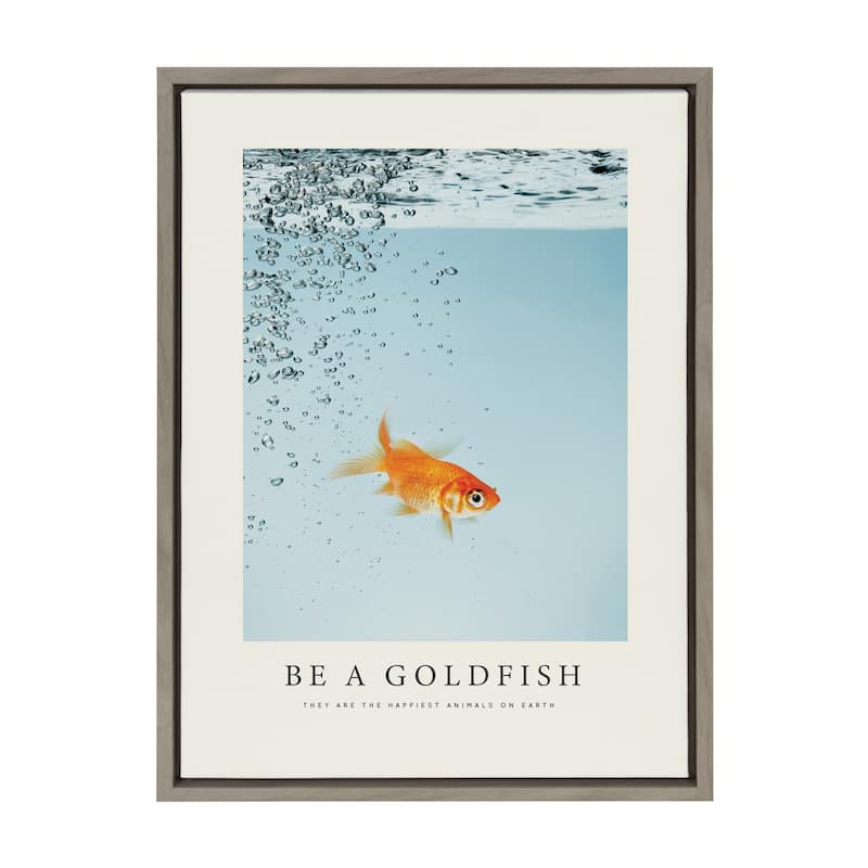 Kate and Laurel Sylvie Be a Goldfish Framed Canvas by The Creative Bunch Studio