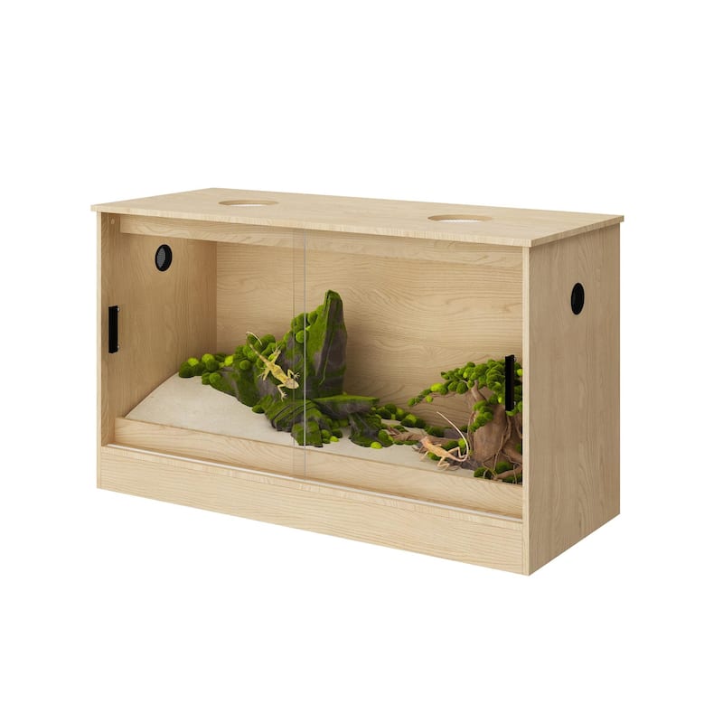 Glass Terrarium Tank with Ventilation Reptile & Amphibian Enclosure Hamster Cage Bunny Hideout Small Animals
