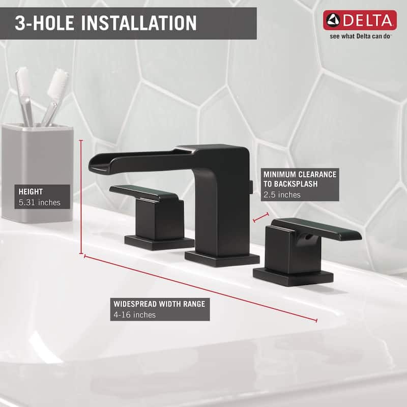 Delta Ara 1.2 GPM Widespread Waterfall Bathroom Faucet - Includes