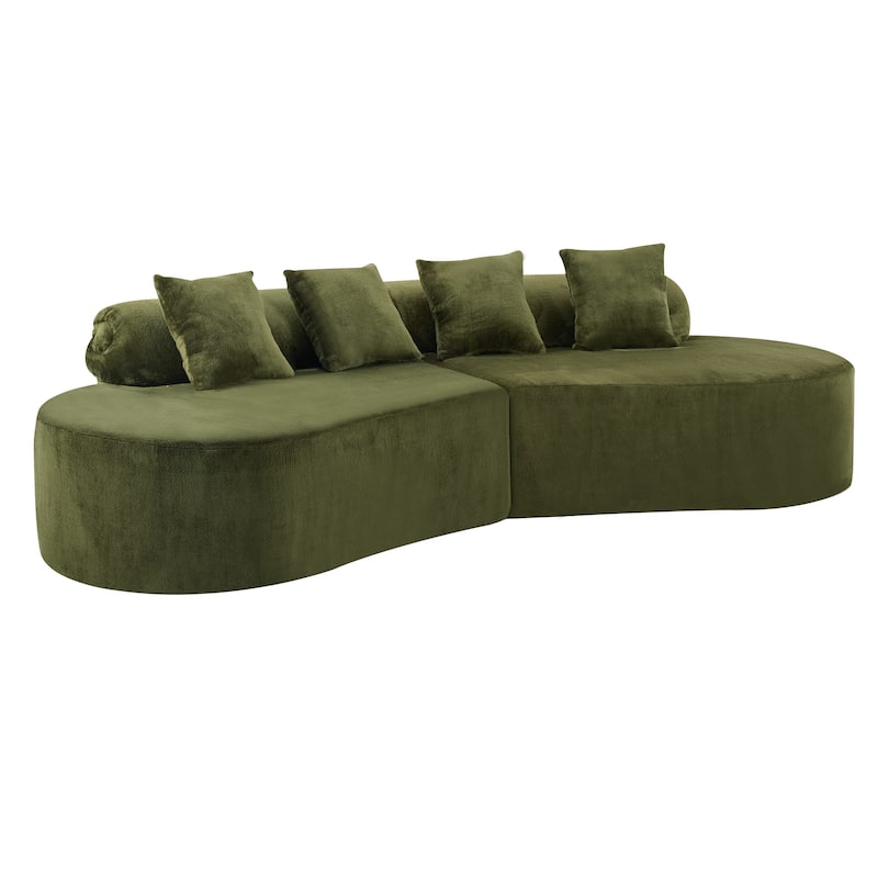 Modern And Simple Curved Flannelette Sofa.Creative Multi-Seater,With A Combination Of Pillows