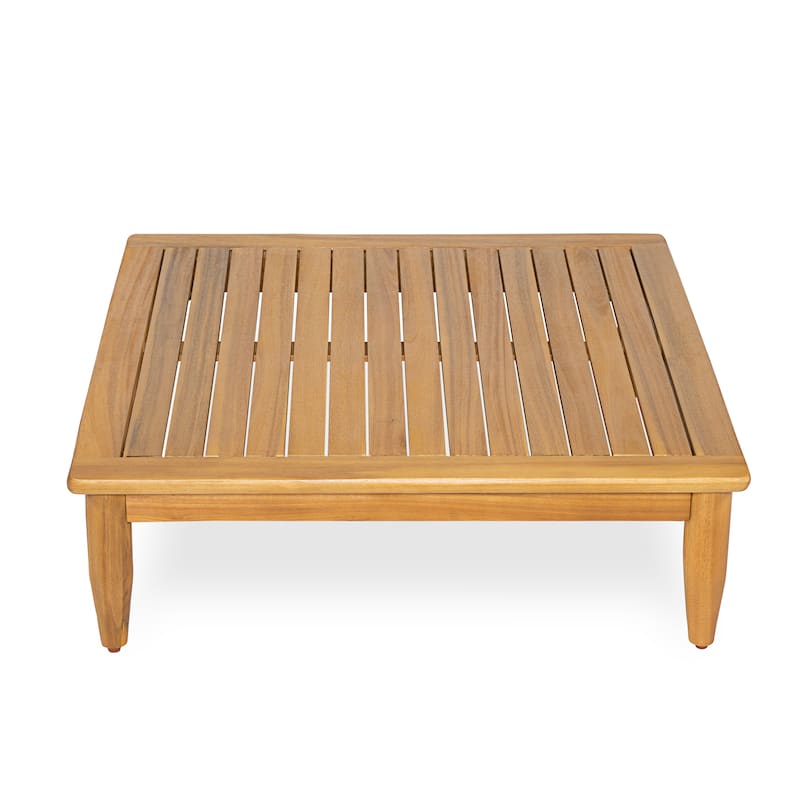 Scott Living Sacova Outdoor Acacia Wood V Shape Seating Set, Teak Finish Frame with Beige Cushion