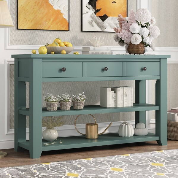 Nestfair 48" Modern Console Table with 3 Drawers and 2 Shelves. Opens flyout.