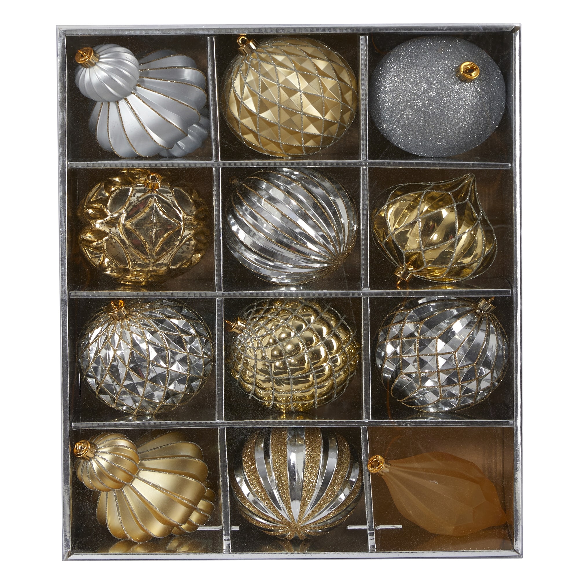 Holiday Lux Shatterproof, 12 Count Christmas Tree Ornament Set, 100mm