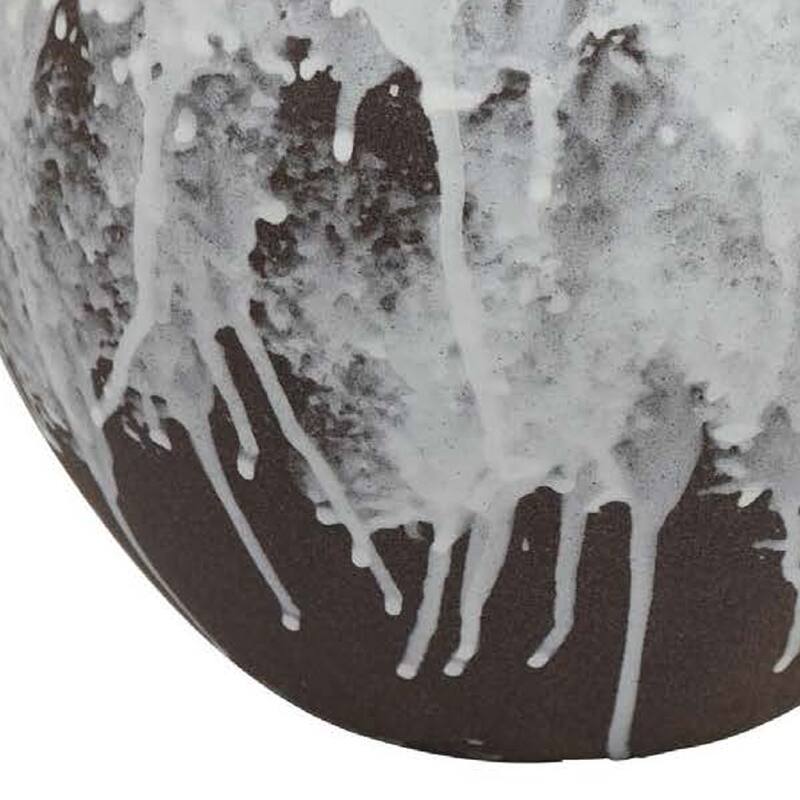 Gezy Decorative Flower Vase, 11 Inch Classic Round Brown White Ceramic