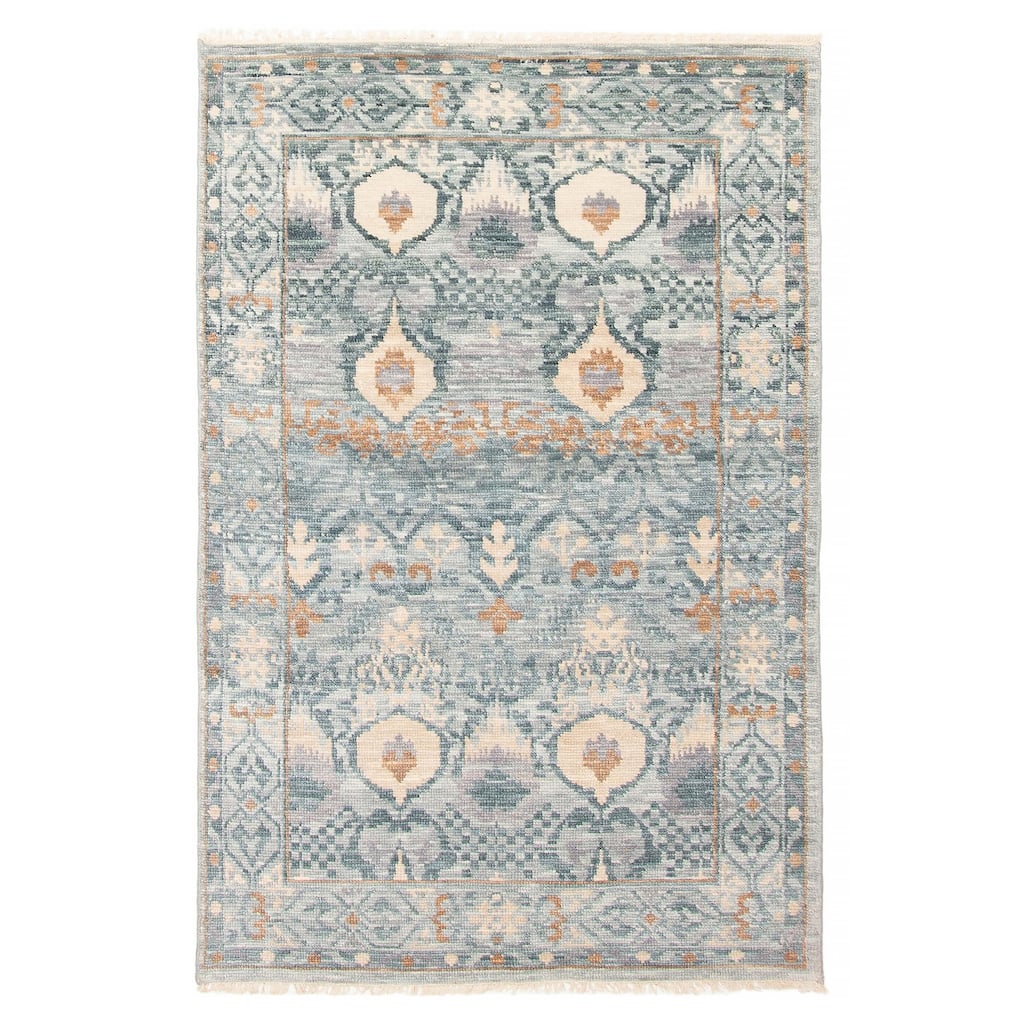 ECARPETGALLERY Hand-knotted Mystique Teal Wool Rug - 4'1 x 6'2