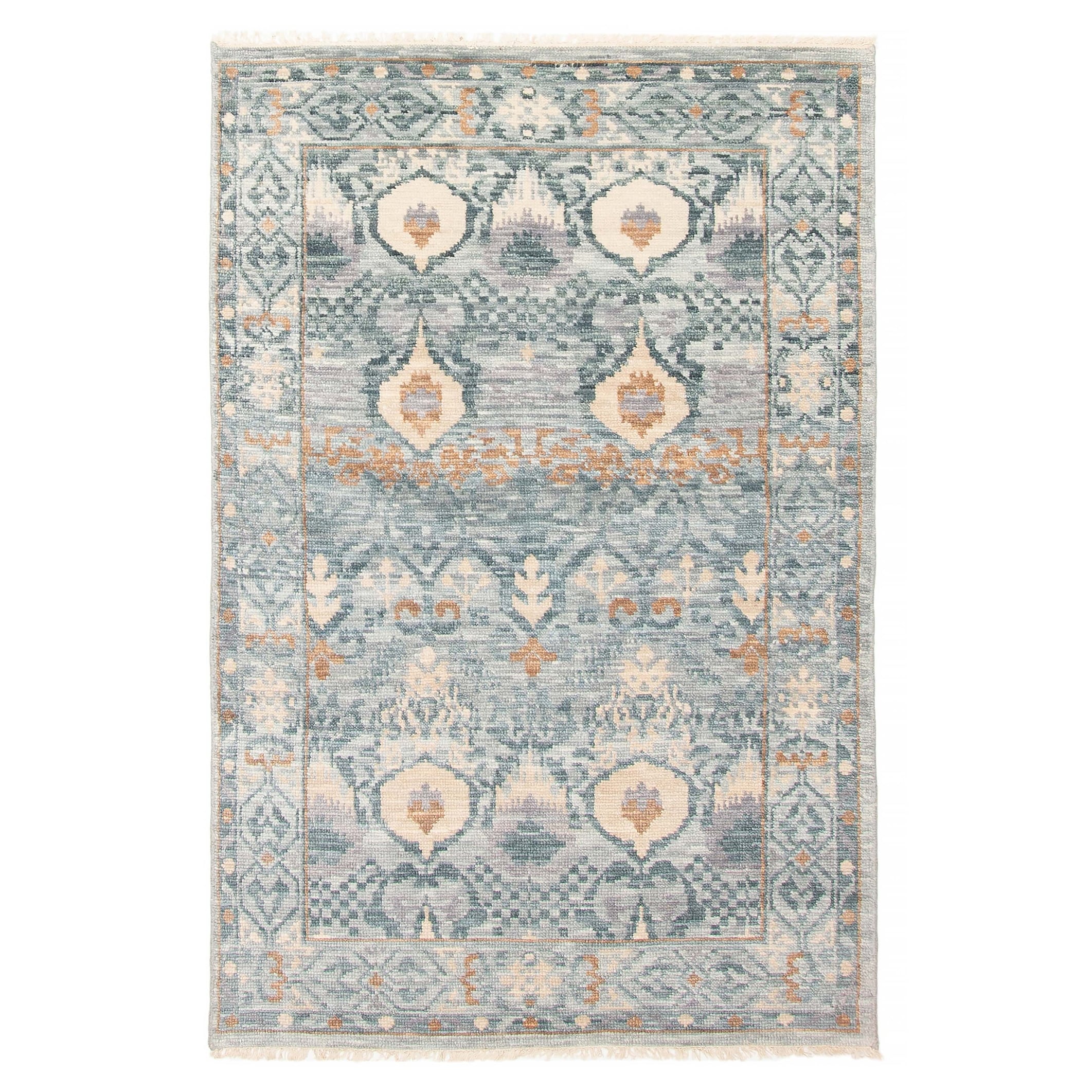 ECARPETGALLERY Hand-knotted Mystique Teal Wool Rug - 4'1 x 6'2