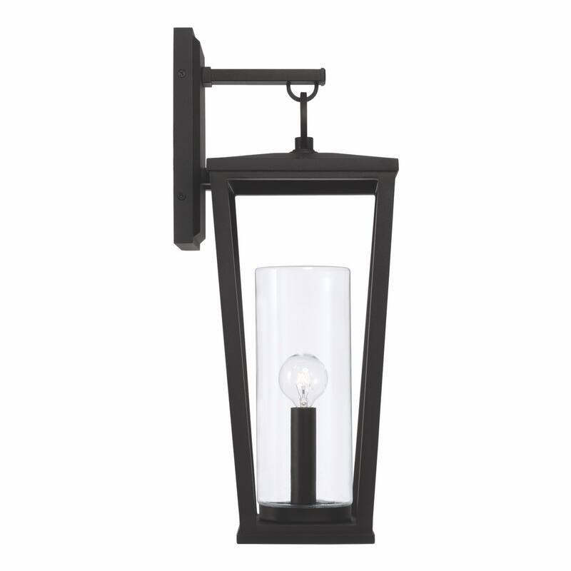 Elliot Black Outdoor Wall Lantern w/ Clear Glass