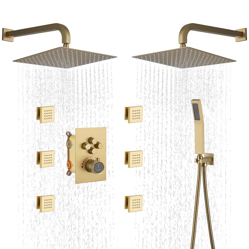 CASAINC Thermostatic 4-function Shower Faucet Dual Showerhead Shower System CUPC Certified