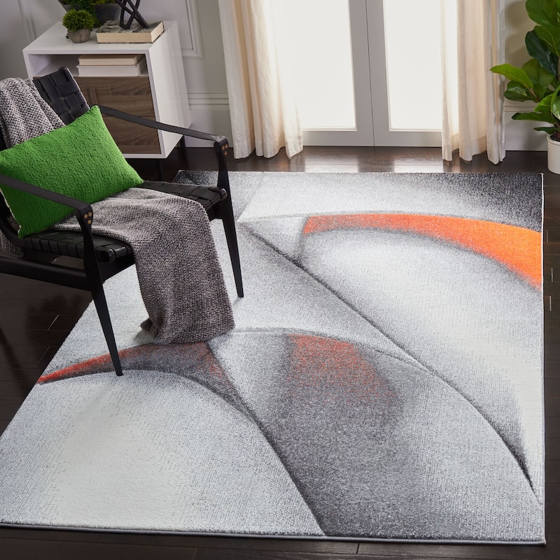 SAFAVIEH Hollywood Hasiba Mid-Century Modern Abstract Rug - 2'7" x 5' - Grey/Orange