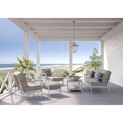 Winston Echo Cushion 6-Piece Fog Sofa, Stationary Lounge Chair and Ottoman Seating Set