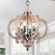 preview thumbnail 8 of 15, Oaks Aura 6-Light Rustic Wood Chandelier Farmhouse Shabby Chic Chandeliers for Dining Room Wood Pendant Light Weathered Wood