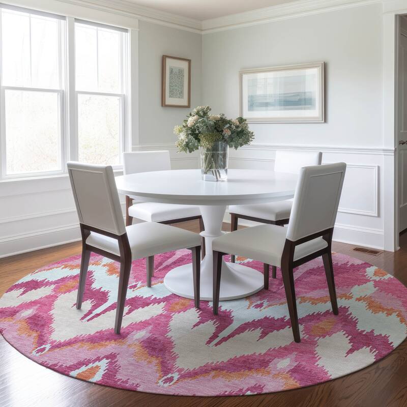 Machine Washable Indoor/ Outdoor Chantille Boho Ikat Rug