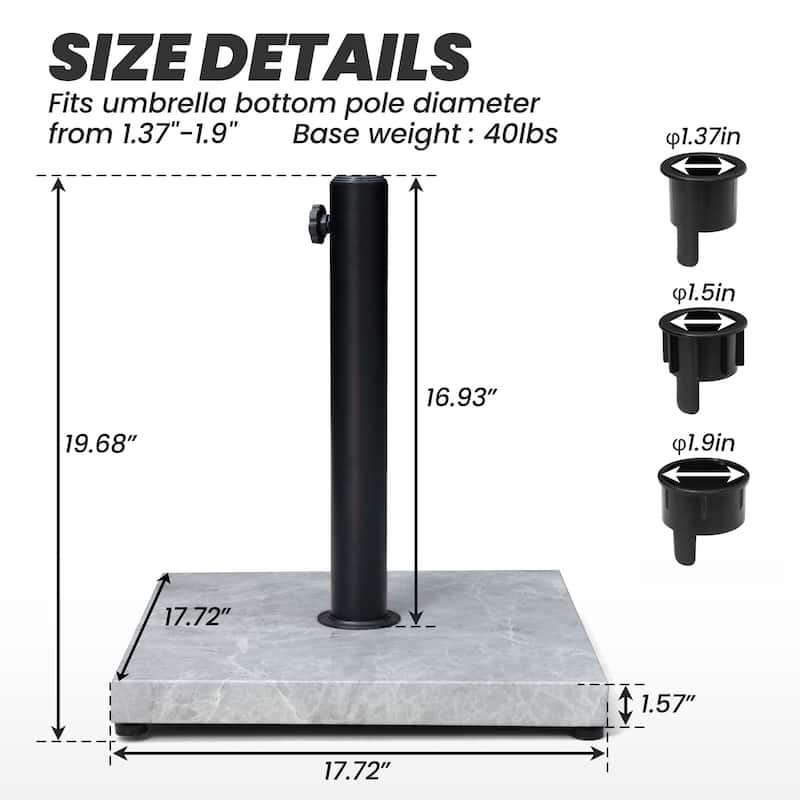 Umbrella Base Holder Square Weighted Stand for Outdoor Market Umbrella, Cement Concrete Steel
