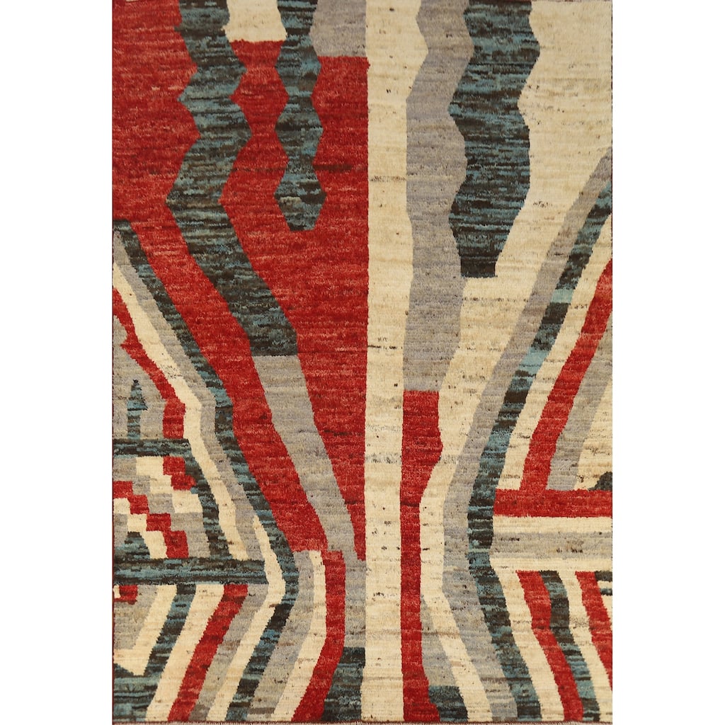 Abstract Moroccan Oriental Area Rug Handmade Wool Carpet - 7'3" x 9'8"