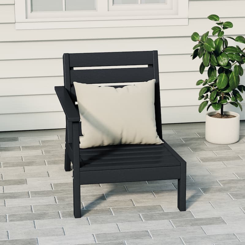 Polytrends Birchwood All Weather HDPE Outdoor Patio Deep Seating Left Arm Facing Chair - Black