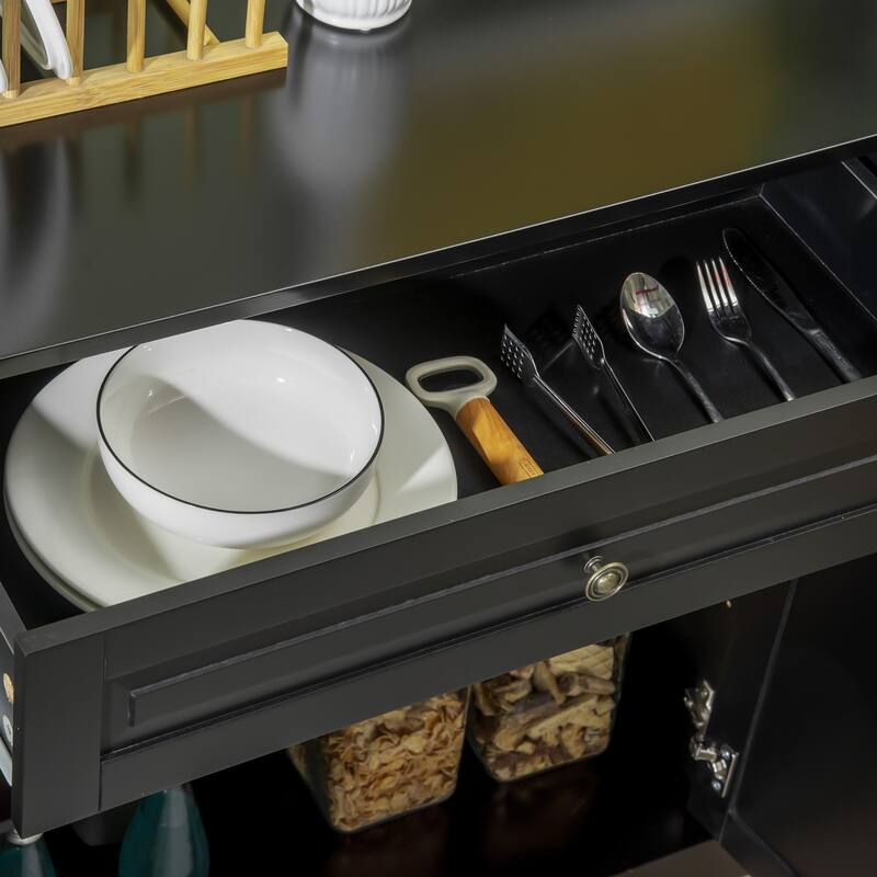 Sideboard Cabinet with 2 Drawers & 3 Doors, Multifunctional Kitchen Storage Cabinet, Coffee Bar Cabinet with Adjustable Shelves