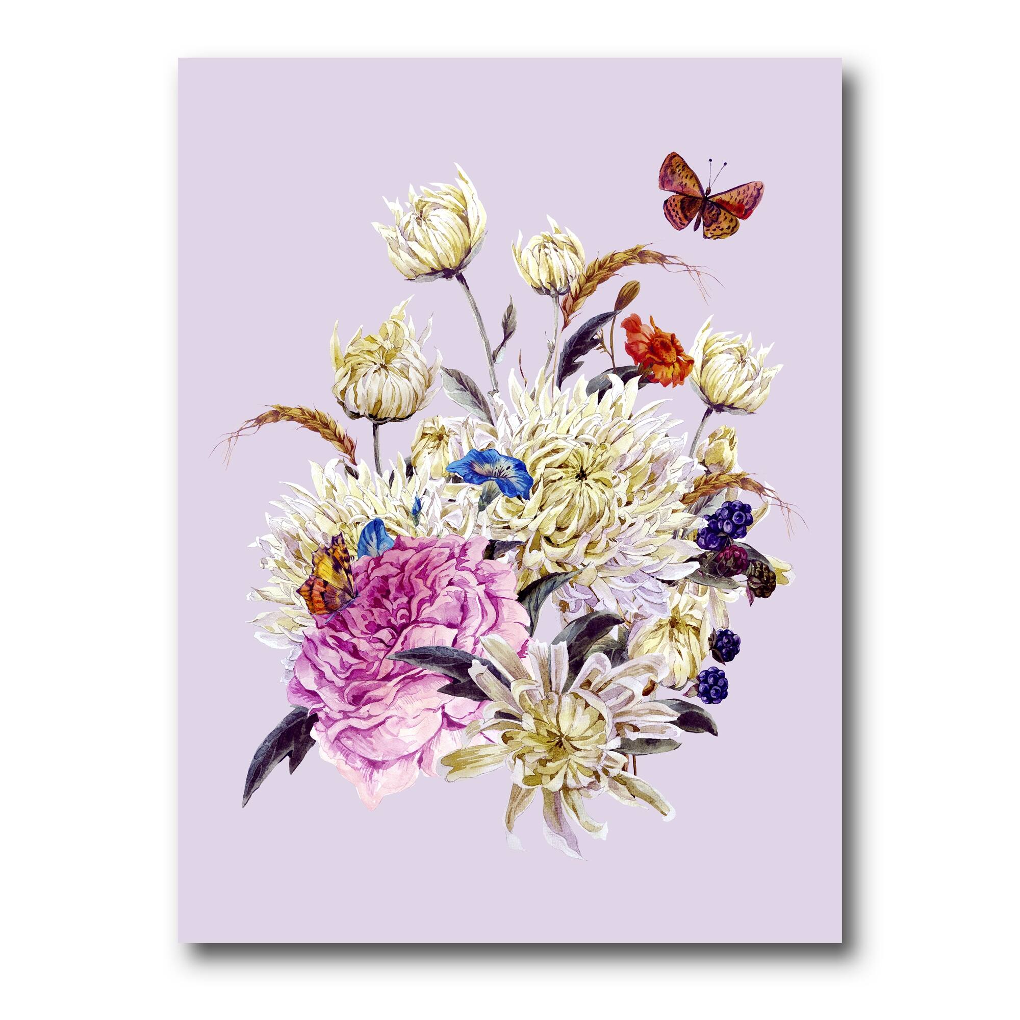 Designart "Vintage Bouquet With Chrysanthemums I" Traditional Canvas