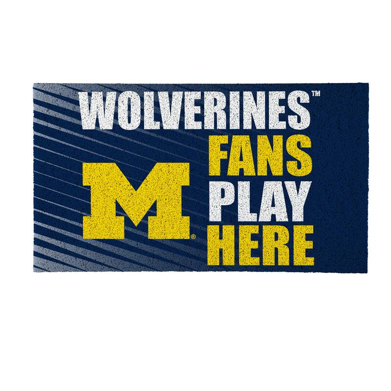 28 in. x 16 in. University Of Michigan "Fans Play Here" PVC Door Mat