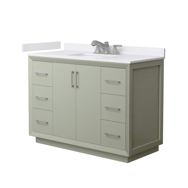 Wyndham Collection WCF4141-48S-VCA-US3MXX Strada 48" Free Standing - Light Green / White Cultured Marble Top / Brushed