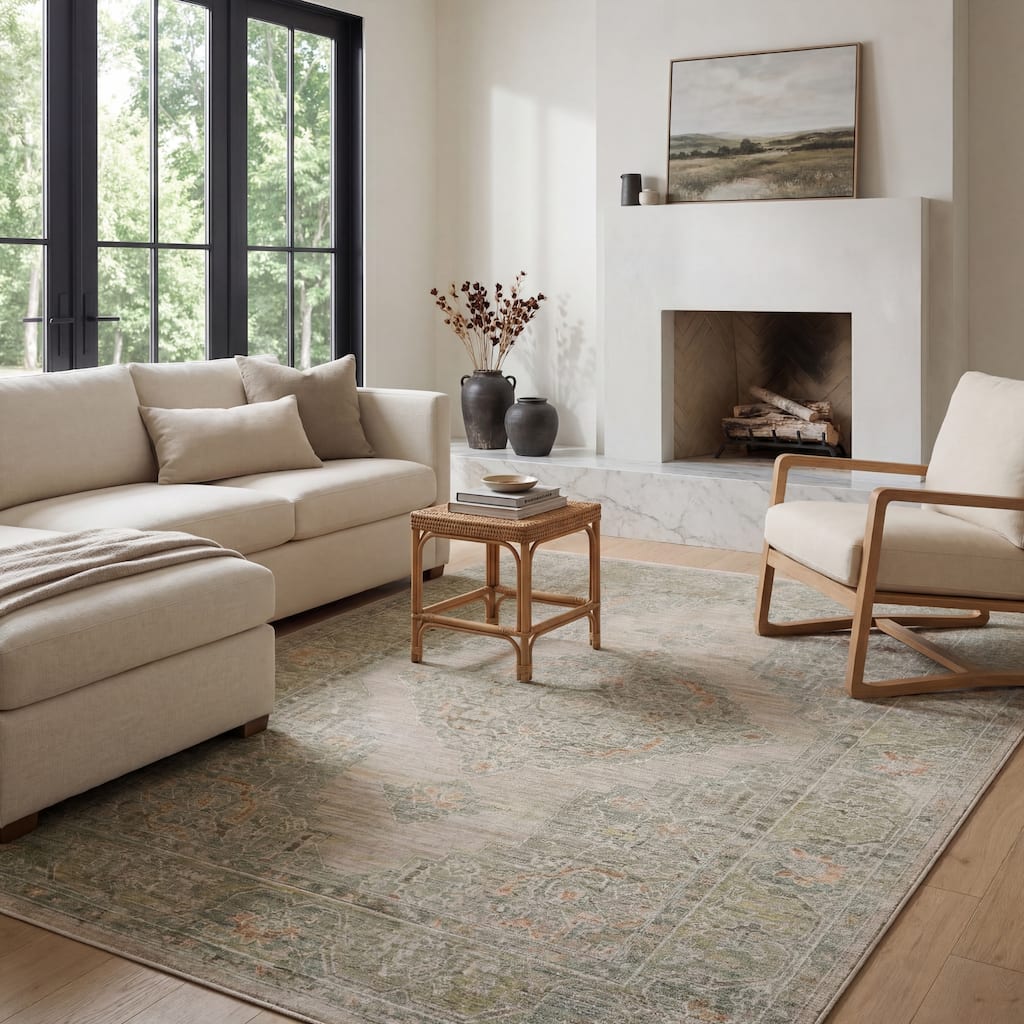 Kellan Global Medallion Beige/ Multi Area Rug