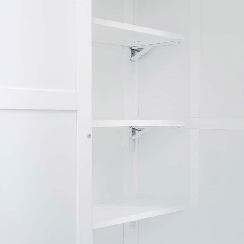 White Full Bunk Bed with Wardrobe, Desk & Shelves