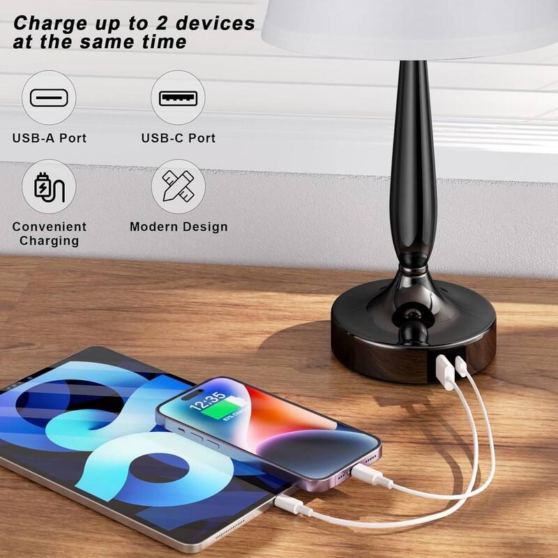 Touch Table Lamp for Bedroom, Small Bedside Lamp