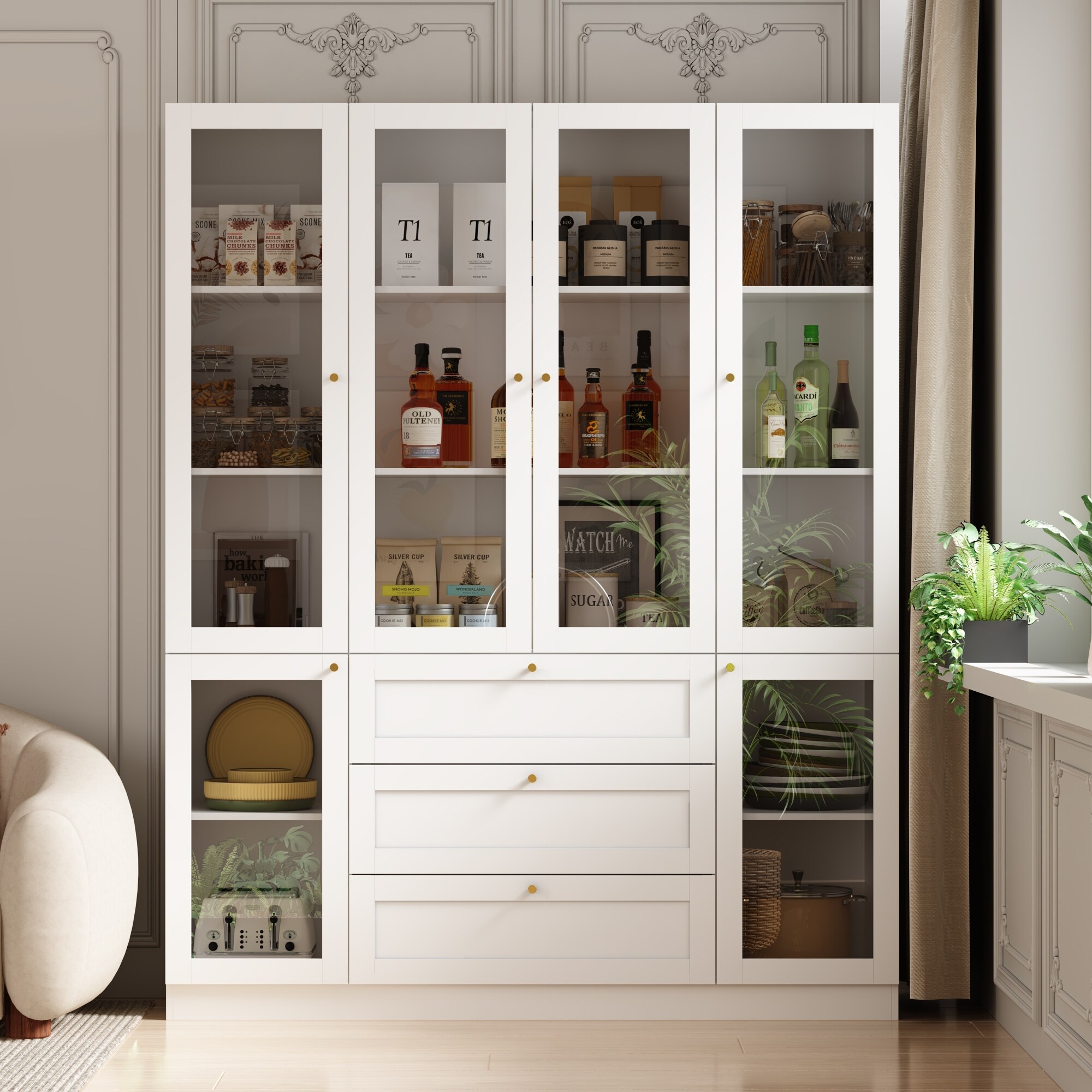 Modern Wood Sideboard Buffet Storage Cabinet with Hutch 3 Drawers 78.7 H Bed Bath Beyond 39254158