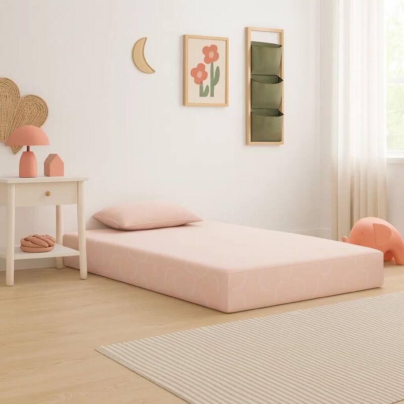 Ruve Full Mattress, Standard Pillow, Memory Foam, Light Pink 7 Inch