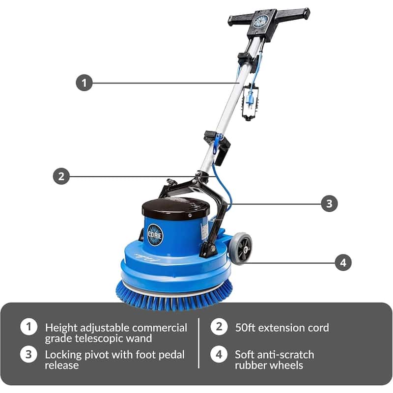 Prolux Core 15" Heavy-Duty Commercial Floor Buffer & Scrubber LOADED - Blue - 15" Cleaning Path
