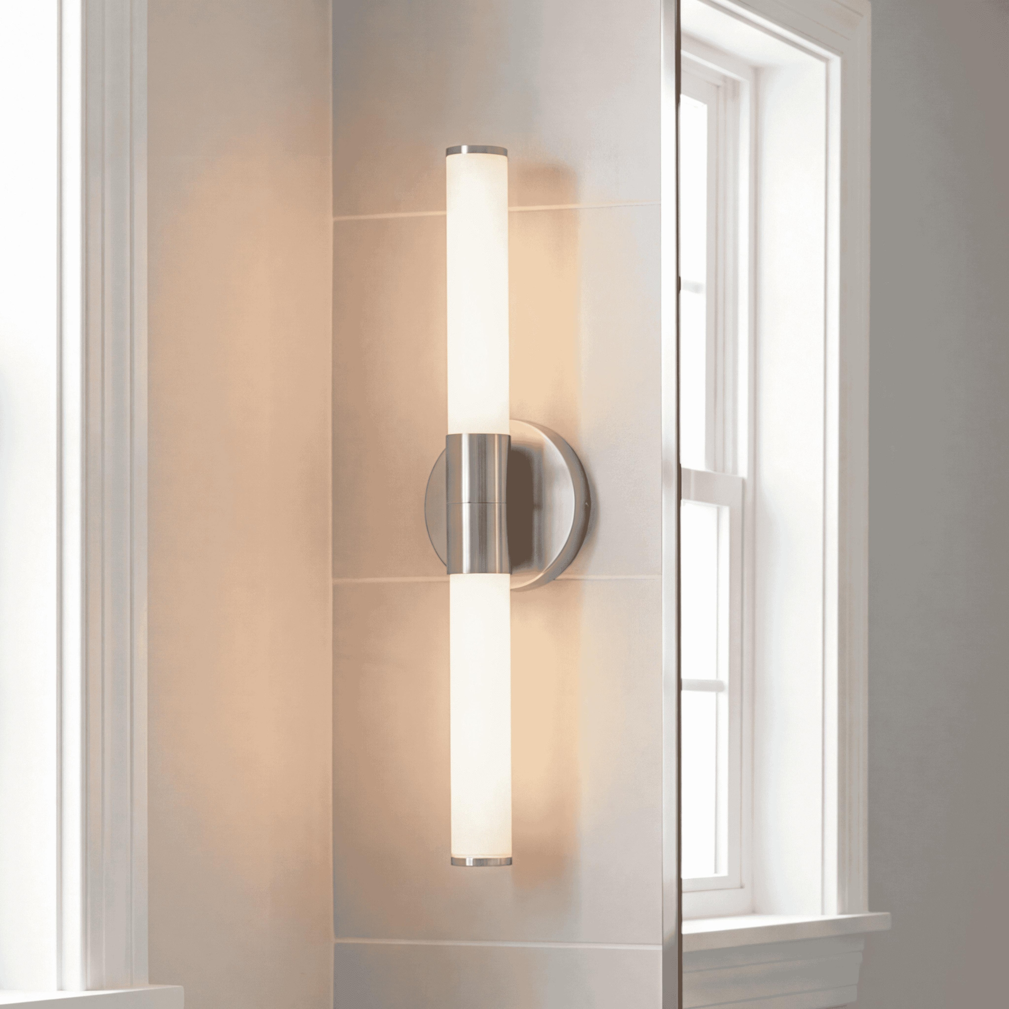 Connor 18" Mini Tube LED Cylinder Vanity Light in Satin Nickel