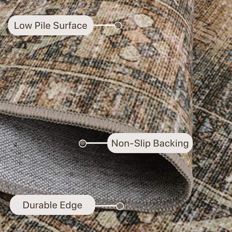 Mcow EverEase Collection Low Pile Machine Washable Non-Slip Area Rug