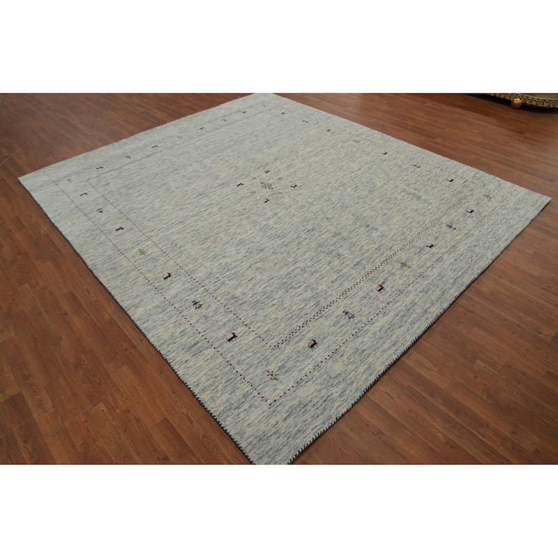 Hand Knotted Oriental 100% Wool Carpet Tribal Animal Pictorial Beige & Ivories Gabbeh Area Rug - 9' 11'' X 8' 7''