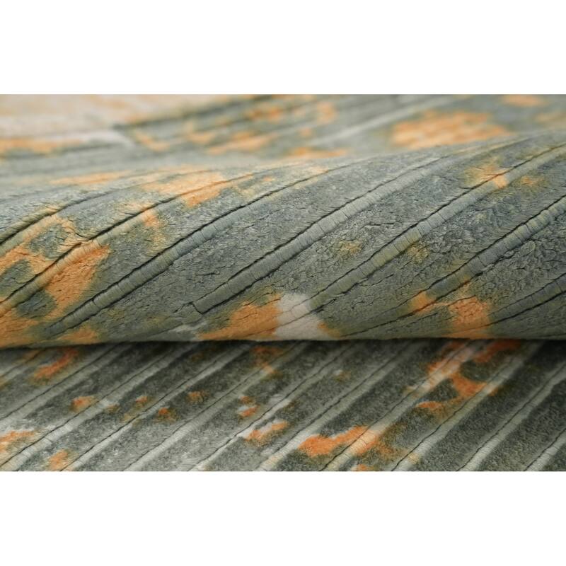 Hand Knotted Oriental Viscose Silk Carpet Modern All-Over Oranges & Rust Abstract Area Rug - 5' 10'' X 3' 10''