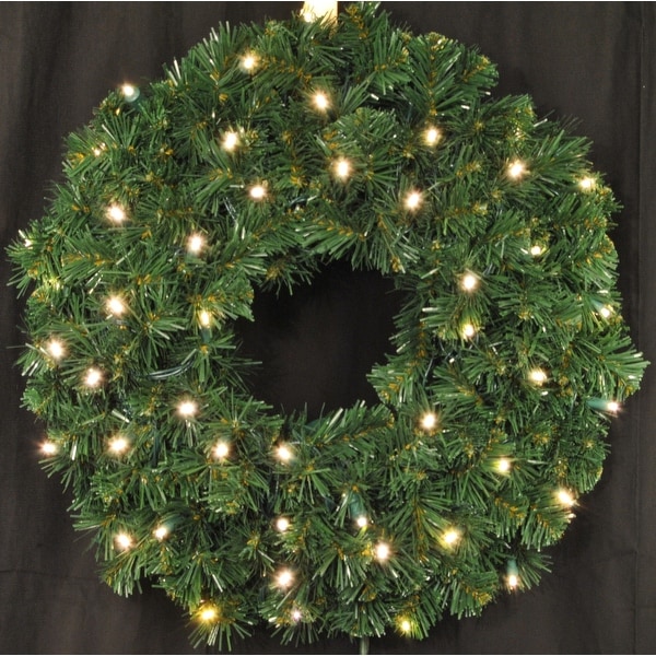 Christmas at Winterland WL-GWSQ-03-LWW-BAT 3 Foot Pre-Lit Battery Operated Warm White LED Sequoia Wreath Indoor / Outdoor