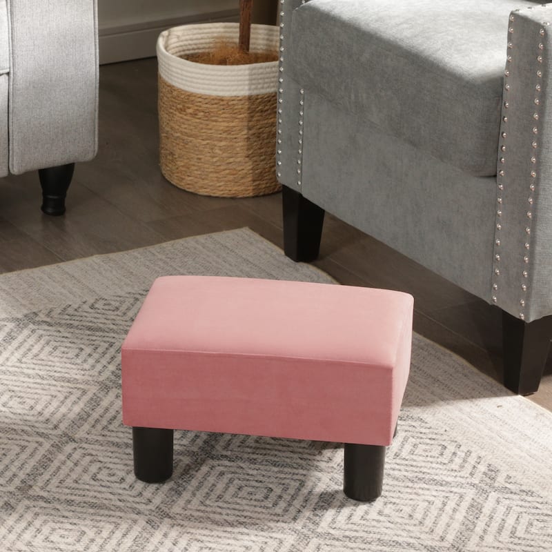 Adeco Small Rectangular Ottoman Modern PU Leather Footrest Stool Chair
