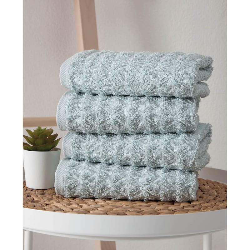 Ozan Premium Home Azure Collection 100% Turkish Cotton 4-Pc. Hand Towels - Blue