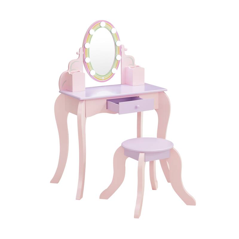 Fantasy Fields Little Princess Rapunzel Vanity with LED Mirror - 23.62" L x 11.5" W x 39.02" H