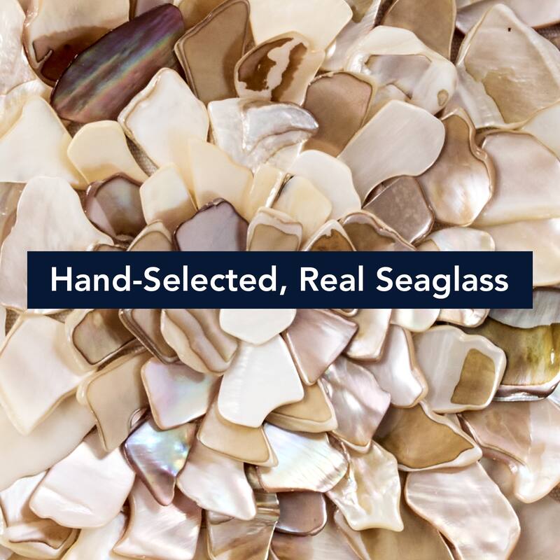 American Art Decor Neutral Seashell Mosaic 3D Textured Wall Art with Champagne Frame, 2 Piece Set for Coastal Beach Theme Decor