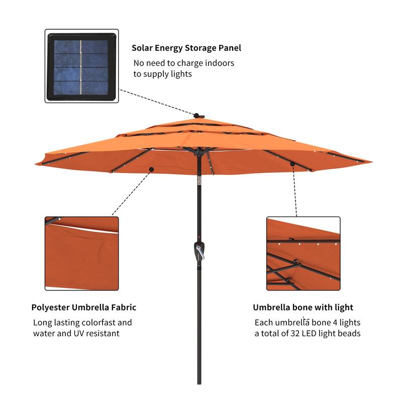 Clihome 11-Ft Outdoor Umbrella Patio UV Protection Umbrella Without Base