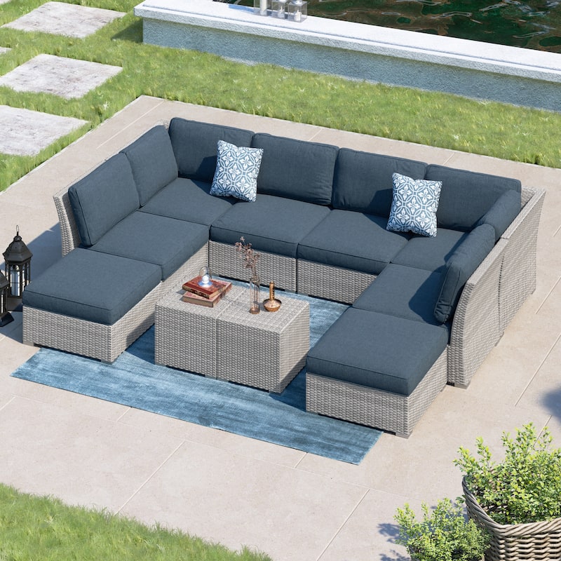 Corvus Oreanne 10-piece Brown Wicker Patio Furniture Set