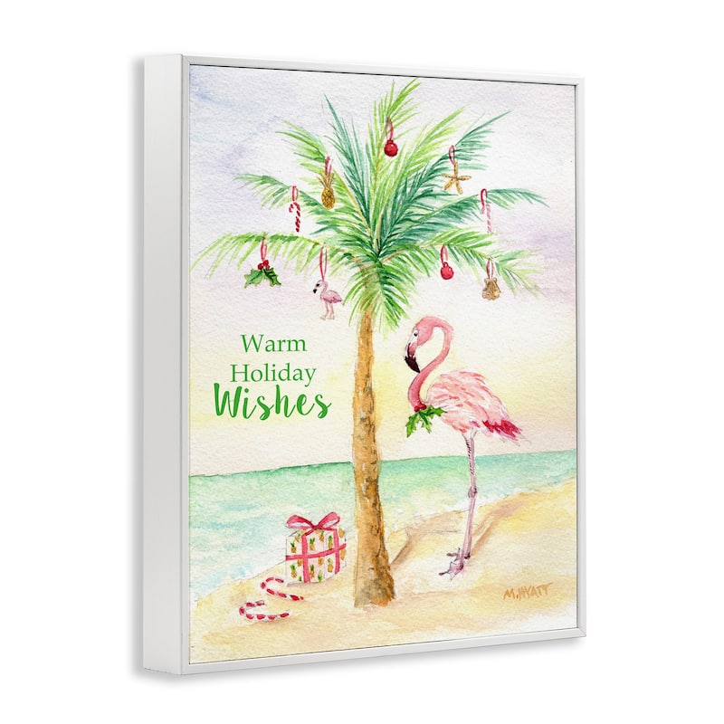 Stupell Tropical Flamingo Christmas Nautical Palm Tree Framed Wall Art - Multi-Color